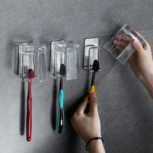 Suporte para Escova de Dentes em Aço Inoxidável 304 Sem Furos, Suporte de Copo Montado na Parede para Acessórios de Banheiro - Product Image 2