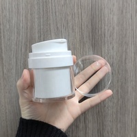 Pot à crème sans air haut de gamme à double paroi, fond rond, 15g 30g 50g, rechargeable avec pompe, excellent récipient cosmétique sous vide