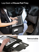 Nouveau sac pour ordinateur portable multifonction 2 en 1, plateau pour ordinateur portable, bureau, tapis de souris rétractable, surface en cuir ergonomique, convient aux ordinateurs portables de 15,6 pouces