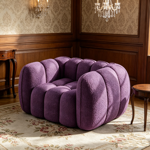 Divano Boucle Sottovuoto Compresso, Poltrona Singola Moderna con Braccioli, Divano da Terra Morbido e Comodo <span class=keywords><strong>per</strong></span> Soggiorno, <span class=keywords><strong>Arredamento</strong></span> Casa - Product Image 4