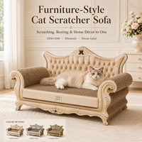 Griffoir pour chat de luxe en gros, design moderne 2-en-1, lit-griffoir avec jouets pour la protection des meubles d'intérieur