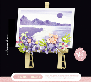 Set di Costruzioni Artistico con Cavalletto a Tema Tramonto Arancione Caldo |   Kit di Mattoncini per Pittura Floreale 3D |   Decorazioni e Regali Kawaii per la Casa - Product Image 2