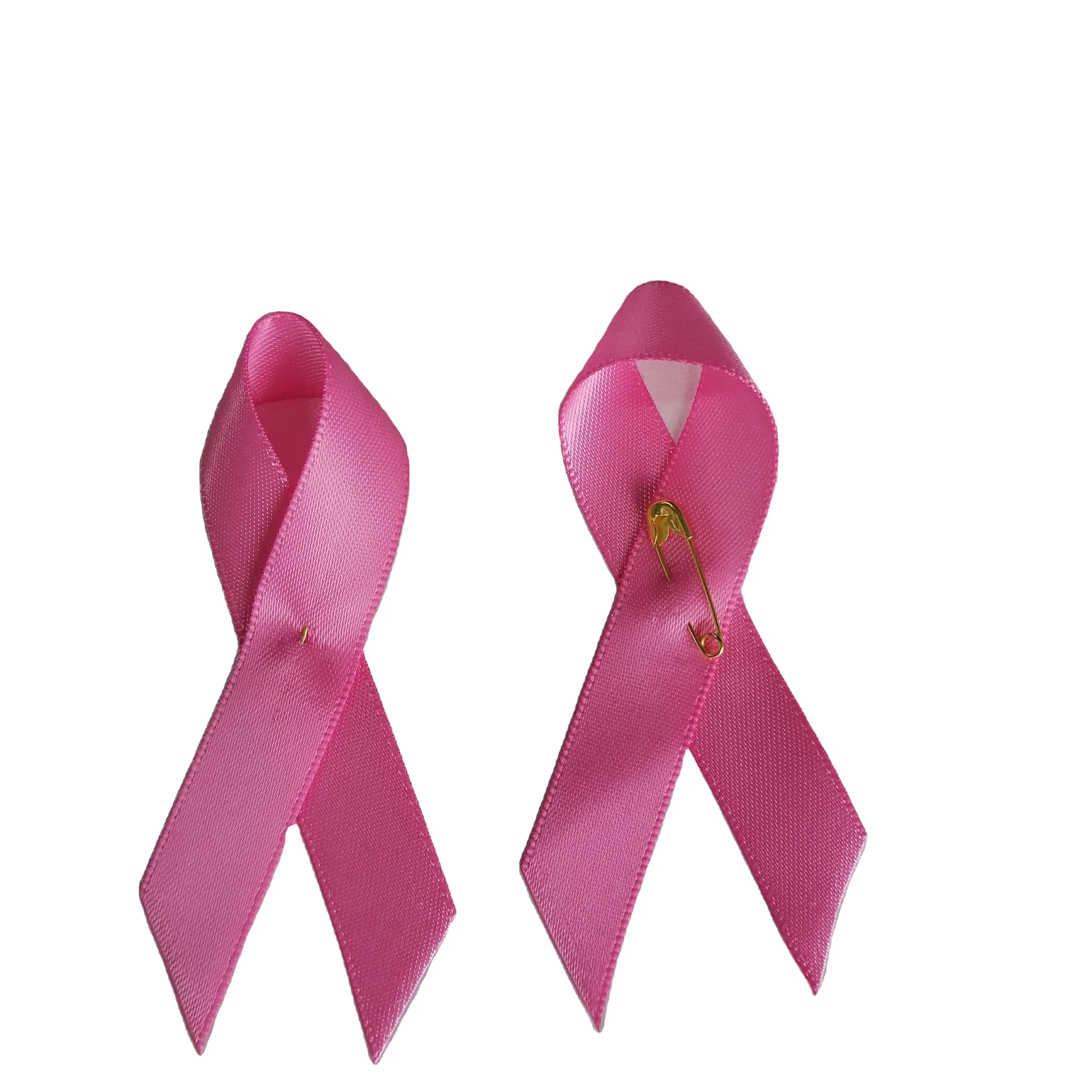 Kustom pita kanker merah muda Satin payudara kesadaran pita Pin pesona grosir