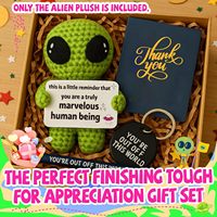 Vente en gros de jouets en crochet Alien pour le soutien émotionnel, décorations de bureau amusantes, poupées en crochet faites à la main, cadeaux d'anniversaire pour le soutien émotionnel