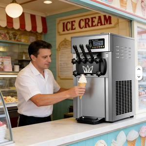 Machine à glace molle à trois têtes pour comptoir, matériaux de qualité alimentaire, production à haut rendement pour restaurants, fast-foods et commerces de détail - Product Image 4