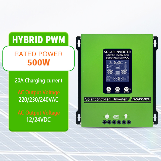 Factory Solar Inverter 24v 12v 220v Hybrid Solar Inverter Pure Sine Wave 500W Equipped with AC Port Output Hybrid Inverter