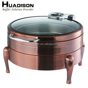 Hua dison Restaurant ausstattung 6L Kupfer Chafing Dish Buffet Food Warmer Edelstahl Chafing Dishes für das Catering