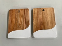 COSEN Eco-vriendelijk Scandinavisch design marmeren acacia rechthoekig kaasplank fruit snijplank 4-delige set gepersonaliseerde gravure