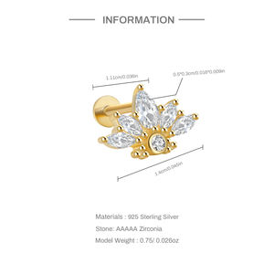 Histoires de piercing 14K véritable or massif en forme de lotus or rose pousser dans les anneaux de nez goujon bijoux de piercing corporel - Product Image 5