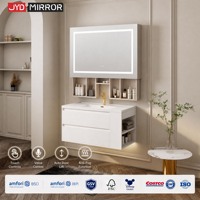 Miroir de salle de bain LED 500x700mm avec entrée 24V, éclairage en bois, commande vocale, logo personnalisé, vente en gros d'usine, fournisseur d'armoires AI