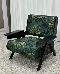 Sillón moderno con estampado tropical, estructura de madera, respaldo sólido, silla de descanso para muebles de sala de estar - Product Image 1