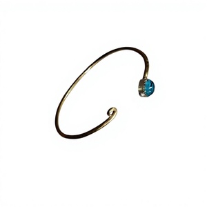 Handmade <b>Copper</b> Open Cuff Bracelet with Blue Quartz Stone Adjustable Boho <b>Bangle</b> Jewelry Wholesale - Product Image 1