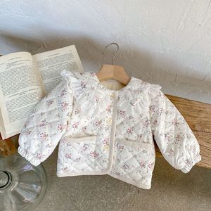 Abrigo Ins de invierno de manga larga grueso de felpa Floral para niña con solapa de encaje Chaqueta de algodón para Bebé Ropa de niña abrigo - Product Image 2