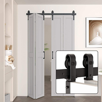 Sistem Pintu Lipat Bifold Barn Door, Rel Geser Atas Berbahan Logam Baja Karbon Senyap, Kit Rel Geser Lengkap, Perlengkapan Perangkat Keras Rumah