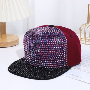 Two Tone Bling Diamond <b>Snapback</b> Hat Rhinestone Flat Brim Baseball <b>Cap</b> Hip Hop Crystal Studded Party Festival Custom Logo - Product Image 2