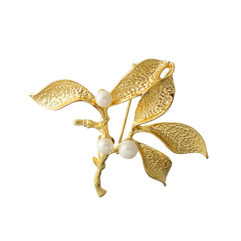 Doctor Nursing Kid's Initial Graduation Stylish New Creative Design Gold Plated Tree Branch Leaf Pearl Brooch