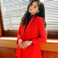 Ensemble de costumes de bureau pour femme, rouge, sexy, élégant, formel, sur mesure, nouveau, blazer marron à manches longues, coupe ajustée