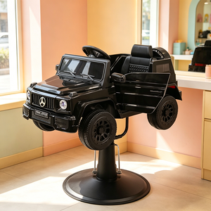 Sillón de Barbería Moderno para Niños, Color Negro, con Base Redonda de Lujo, Silla de Peluquería Infantil con Música - Product Image 1