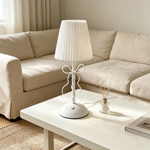 Lámpara de Mesa LED Nórdica Moderna BGST con Pantalla de Tela Plisada Blanca, Diseño de Lazo, Lámpara de Escritorio para Decoración de Dormitorio, Venta al Por Mayor - Product Image 2