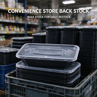 Boîte à emporter jetable en PP avec couvercle transparent à trous d'aération, anti-fuite, type bento, pour l'emballage de plats préparés en supermarché