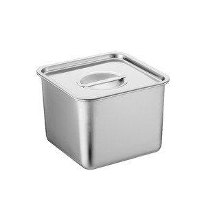 Stainless Steel <b>Square</b> Storage Box With Flip Top Lid For Kitchen Seasoning Containers - Product Image 1