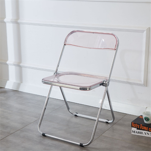 Silla plegable de plástico transparente moderna, asiento apilable fantasma de acrílico transparente, adecuado para sala de estar, comedor - Product Image 6