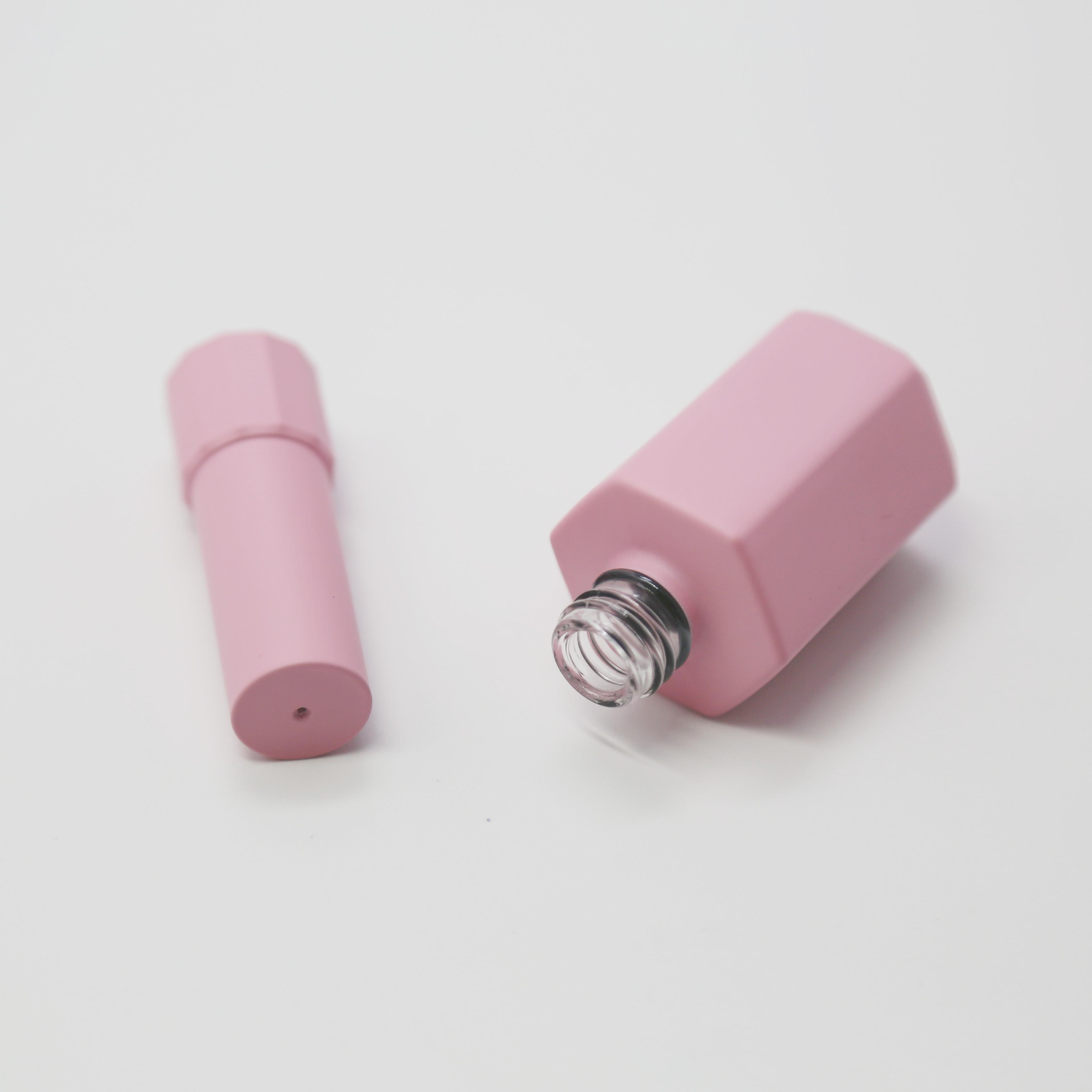 Plastic Cap Matte Pink Nail Polish Bottles 12ml Empty Nail Polish Container