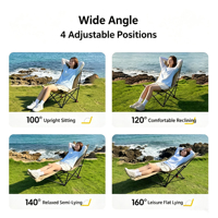 Chaise inclinable pliante rembourrée à 4 positions avec repose-pieds, portable, légère, moderne, pour pique-nique, camping, pêche, salon
