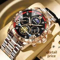 Jam Tangan Pria BINBOND Stainless Steel Asli Bisnis Pelajar Tahan Air Bercahaya Flywheel Quartz Kelas Atas Lintas Batas
