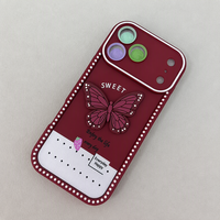Casing HP iPhone 17 Pro Frosted Tpu 3d Motif Kupu-kupu Berhias Berlian Hijau Lucu Grosir