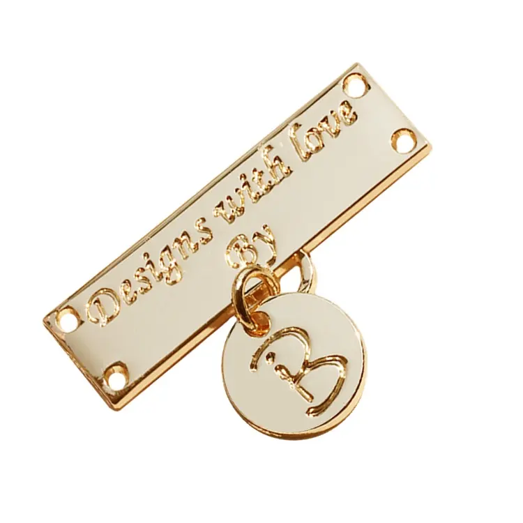 Custom Naaien Accessoires Gouden Metalen Merklogo Labels Voor Kleding