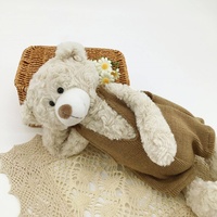 Peluche Ours en Peluche pour Animaux de Compagnie, 34 cm, Crème, avec Salopette Tricotée pour Chiens et Chats
