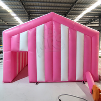 Kiosque de vente gonflable en PVC rayé rose et blanc, stand de concession, stand de fête foraine, boutique de friandises, tente portable, kiosque de vente ambulant, pour événements extérieurs