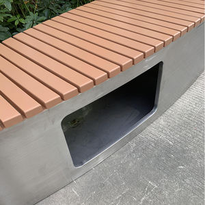 Banc d'extérieur avec jardinière Meubles de parc Forme ovale Banc de jardin de taille personnalisée Cadre en métal et sièges en bois Bancs de patio - Product Image 3