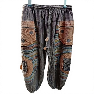 Pantalon Harem Homme Qualité Premium Taille Élastique Multiples Poches Toile Lavée 100% Coton Écologique Décontracté Hiver Respirant - Product Image 1