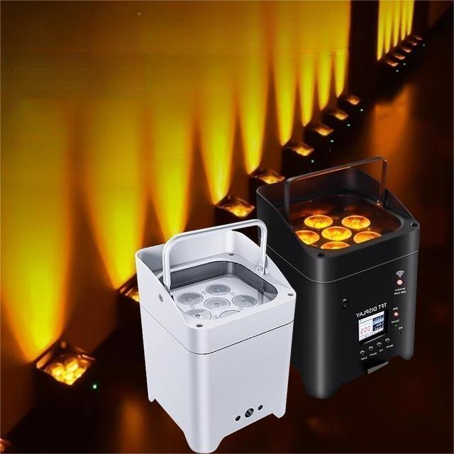 6*18W 6in1 LED Battery Uplight with Charge Case RGBWA+UV Wireless DMX Battery Operated LED CRI90 7 Modes IP33 Metal Flight Case