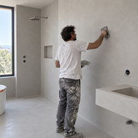 Revêtement mural en microciment imperméable, plâtre décoratif intérieur en béton, finition de sol sans joint, style salon, chambre, salle de bain