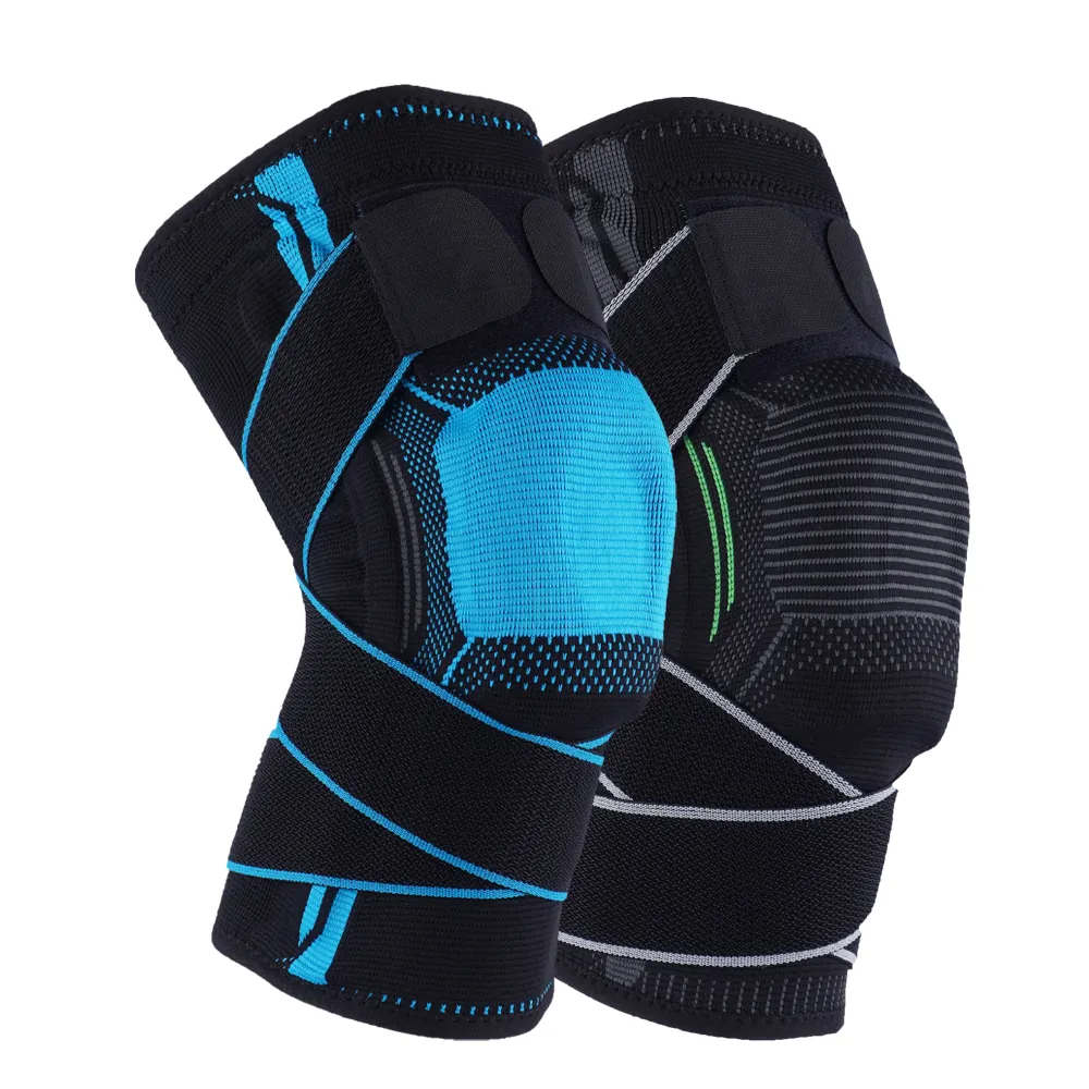 Knitted Compression Sports Knee Protector Brace Support Protector Sleeve Pad Silicone For Walking Braces For Knees