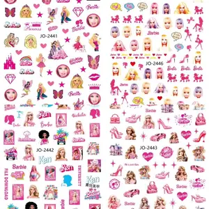 2023女孩动力粉色贴纸美甲芭比公主卡通指甲手机壳装饰配件贴花