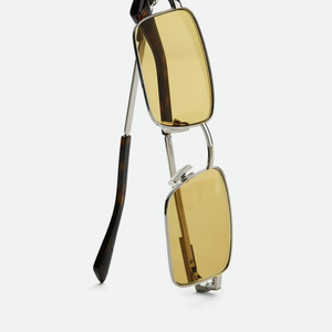 Lunettes de soleil rectangulaires en métal BottegaClassic pour hommes et femmes, protection UV400, avec embouts en acétate pour un usage quotidien venetaBV - Product Image 4