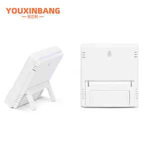 Pengukur kelembapan suhu, HTC-2 Digital LCD rumah dalam ruangan luar ruangan, stasiun cuaca termometer dengan jam - Product Image 5