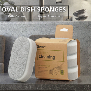 Nouveau Design Multifonction <span class=keywords><strong>Argent</strong></span> Spray Éponges À Vaisselle Forme Ovale Fibre De Noix De Coco Tampons À Récurer pour Cuisine Ménage Pot - Product Image 2