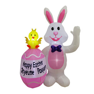 Inflable Impermeable de Conejo de 5 Pies con Huevo de Pascua y Pollito, con Luces LED, Ecológico, Decoración de Primavera para Interiores/Exteriores, Hogar y Fiestas - Product Image 1