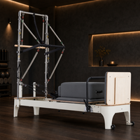 Reformer Pilates demi-tournebroche en bois de chêne blanc laqué, design moderne et élégant, économique et tendance pour studio