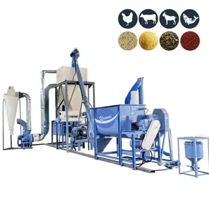 Small Feed Mill Plant 500-1000 Kg/H Livestock Pellet Feed Linha de Produção 1-10 ton/h