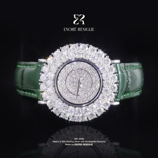 Double Layer Full Pave Iced Out VVS Moissanite Watch 925 Sterling Silver Sapphire Crystal Waterproof Quartz Watches for Women