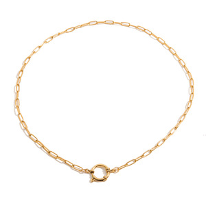 Elegante Collar de Cadena de Acero Inoxidable con Baño de Oro de 18K y Cierre Marinero, Ideal para Regalo, Joyería de Alta Gama - Product Image 1