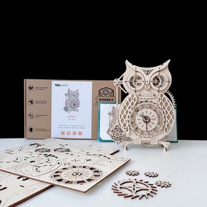 <span class=keywords><strong>3D</strong></span> Puzzle Eulen uhr DIY Mechanische Montage Modell Kits Holz spielzeug für Kinder - Product Image 4