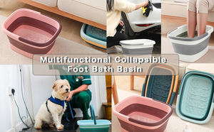 1 Paquete de Bañera Plegable para Pies de Plástico Gris, Masajeador de Pies Plegable con Asas, Masaje de Acupresión, OEM Gratis - Product Image 5