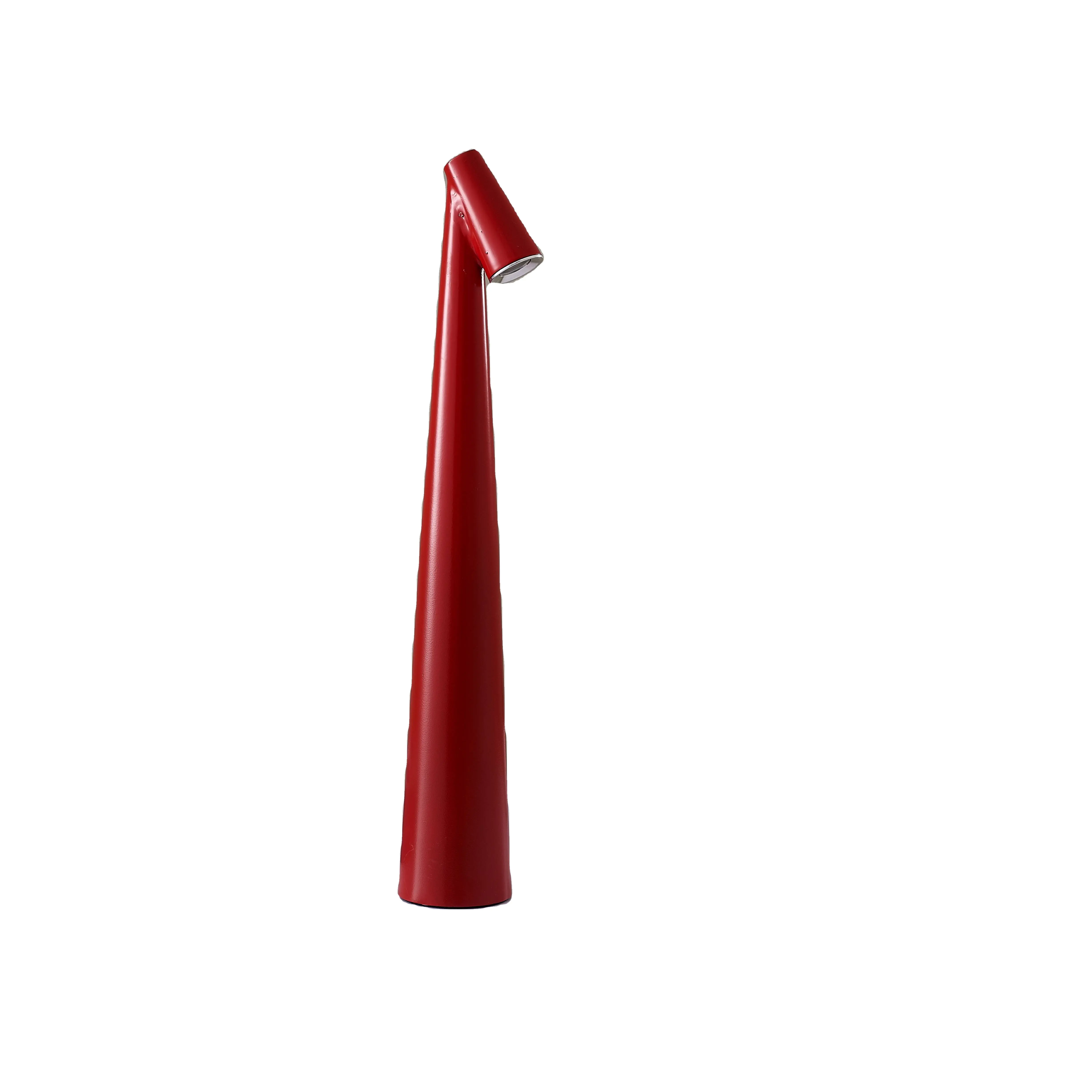 Nordic Minimalist Style Red-Color LED Desk Lamp Small Size Iron Body with Built-In Battery Energy-Saving Mobile Lighting